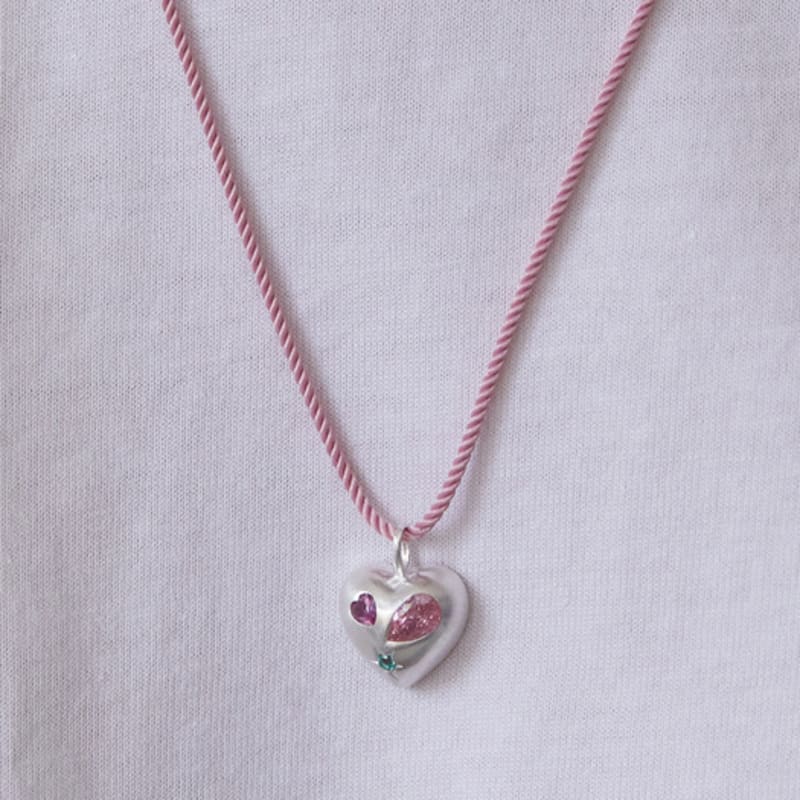 TATIANA (925 Silver) Witty Cubic Heart String Necklace NZ2118