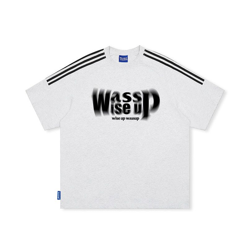 Wassup Heods Trendy Brand Webbing Short-Sleeve T-Shirt for Men, Summer Loose American-Style Phantom Letter T-Shirt Top