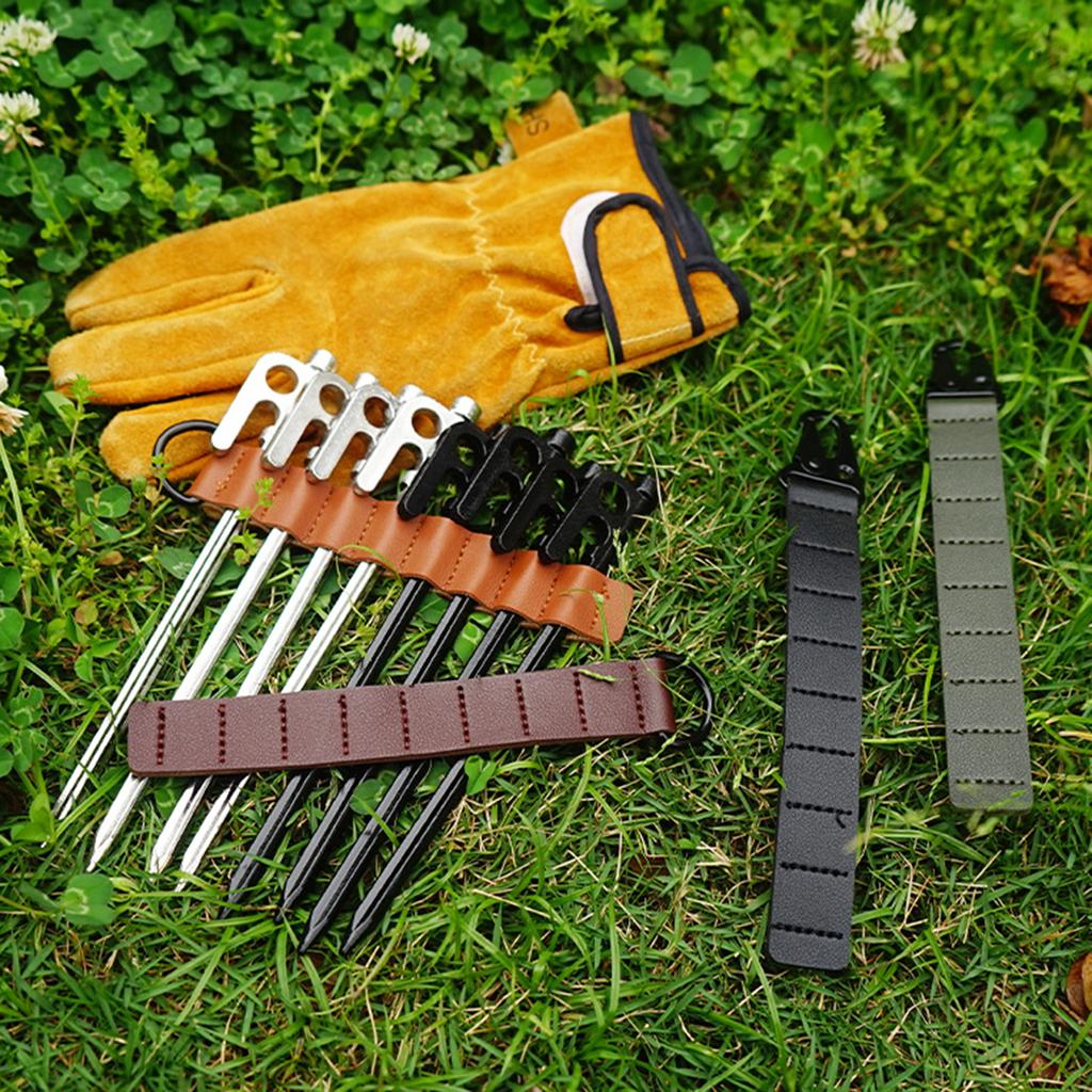 Полезная компактная цепочка для хранения колышков из искусственной кожи, портативная сумка с 8 отверстиями для кемпинга, сумка с цепочкой для гвоздей, принадлежности для кемпинга