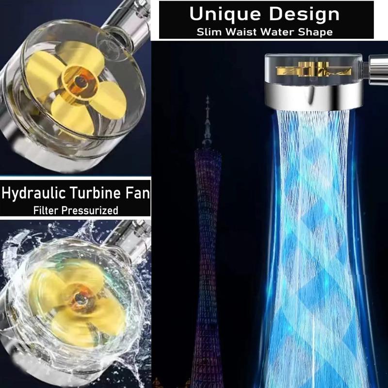 Пропеллерная душевая головка высокого давления с вращением на 360 градусов и вентиляторным фильтром, распылительная насадка с массажной дождевой насадкой, аксессуары для ванной комнаты