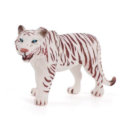 4 шт., набор миниатюрных фигурок белого тигра, имитация детского тигра, украшение для стола, реалистичные статуи диких животных, статическая модель из ПВХ, орнамент