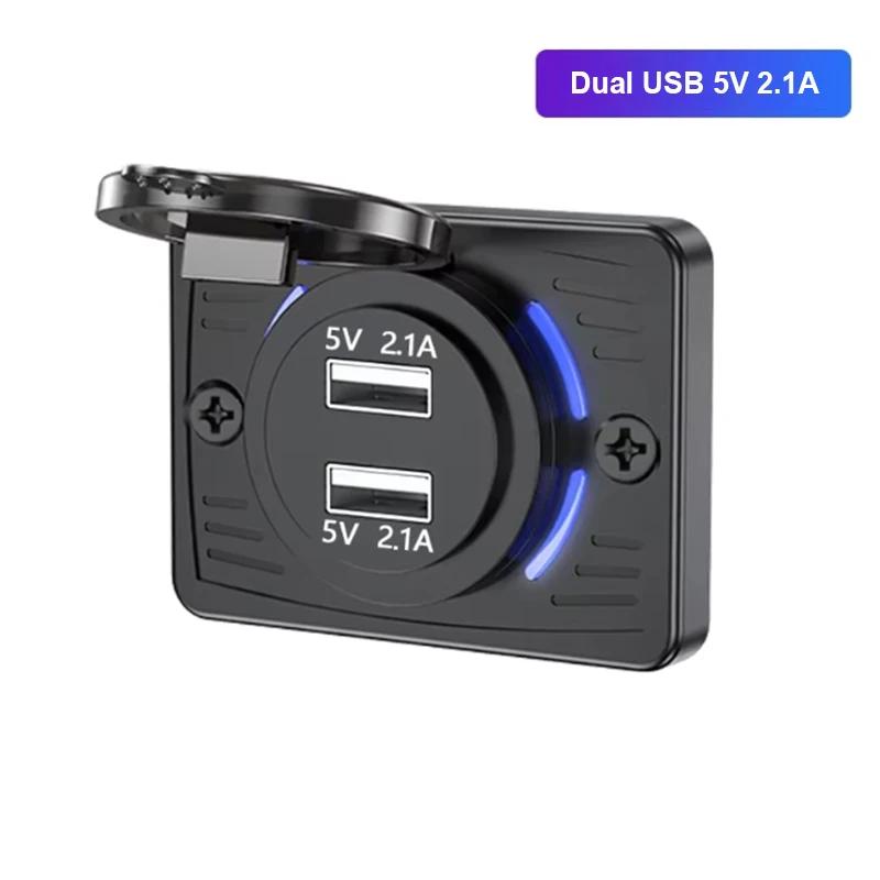 12В-24В Двойной USB QC3.0 PD 3.1А/2.1А Автомобильное Зарядное Устройство Розетка Быстрая Зарядка со Сдвижной Крышкой Панель Разъемов Адаптер для Грузовика Кемпера RV