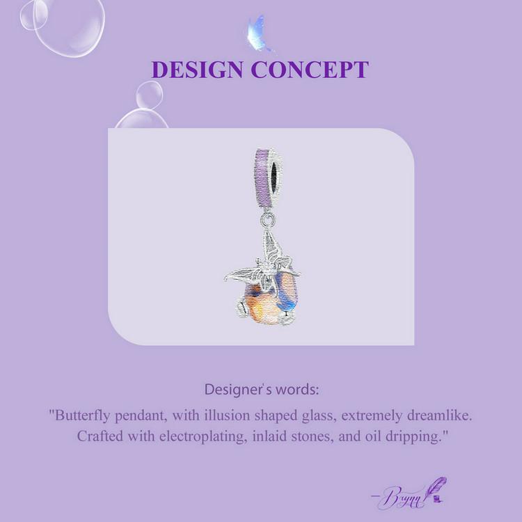 WOSTU Подвеска-подвеска из стерлингового серебра 925 пробы с газовой бабочкой для браслета DIY, ожерелья