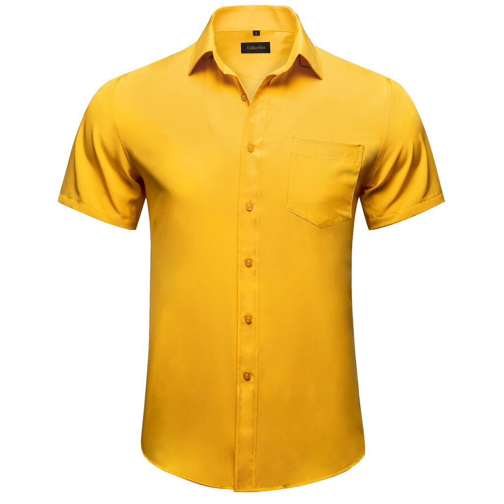 Mens Red Fashion Short Sleeve Dress Shirts Regular Fit Casual Button Down Shirts