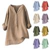 Women Casual Loose Blouse Long Sleeve Shirt Solid Stand Collar Button Down Tops