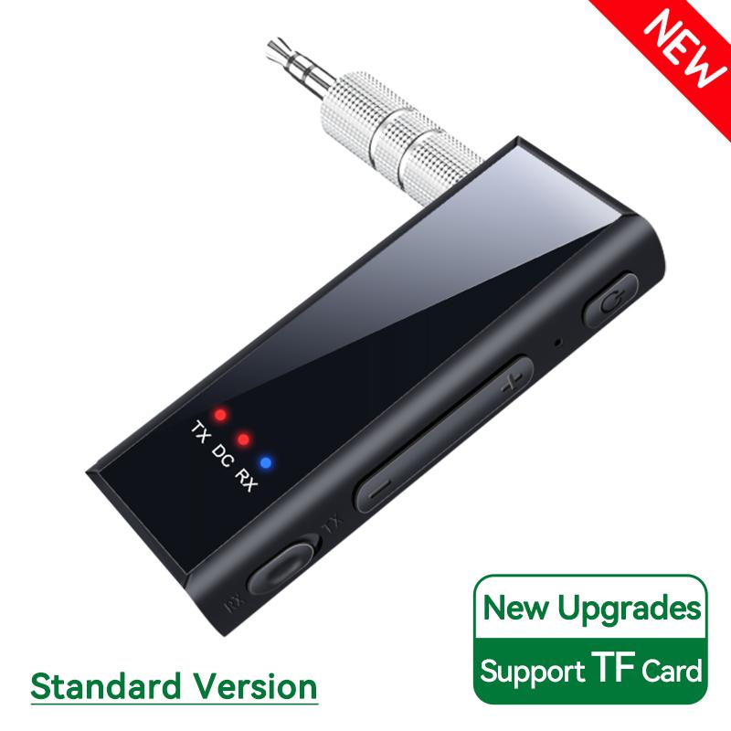 Новый Bluetooth 5.4 аудио передатчик приемник 3.5 мм AUX стерео музыкальный беспроводной адаптер с микрофоном поддержка TF карты воспроизведения для автомобиля ТВ ПК