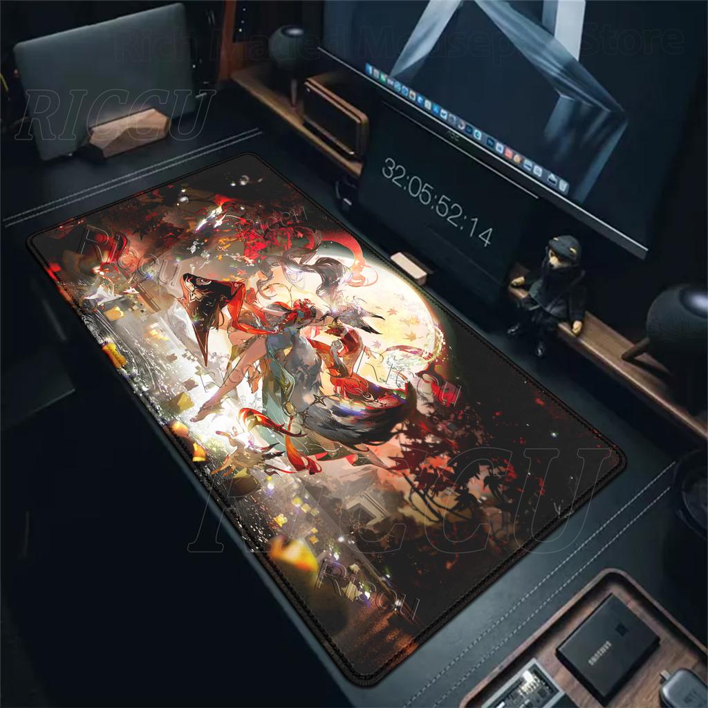 Новая Hsin Wuthering Waves Игровой коврик для мыши XXL для ПК, большой, нескользящий, с прошитым краем, для ноутбука, HD-печать, дизайнерский коврик
