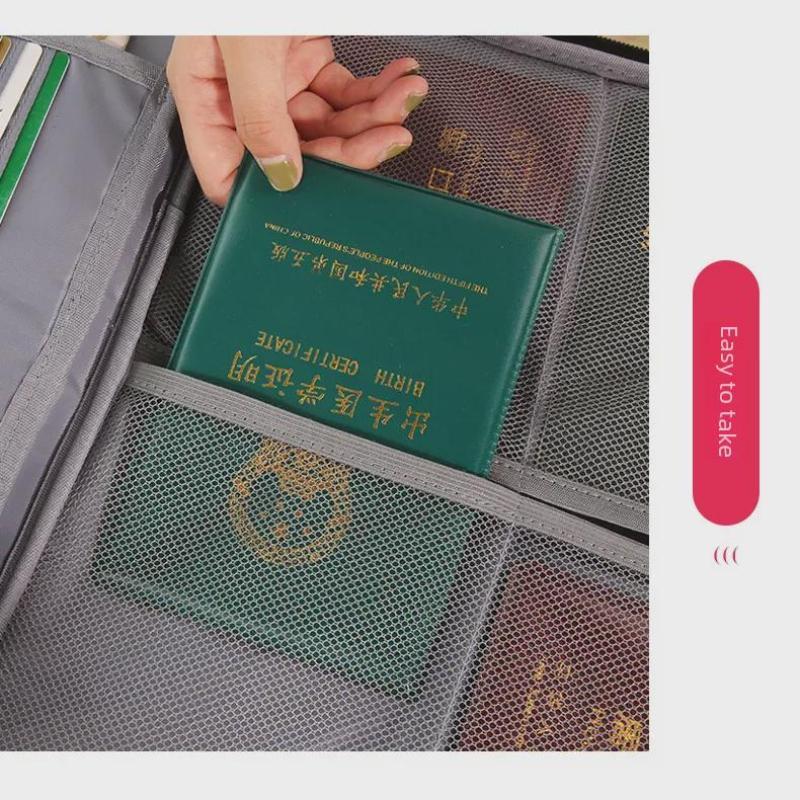 Household Multi-Layer Document Storage Box for Certificates, Passports, Cards. Multi-Function File Storage Bag for Family.