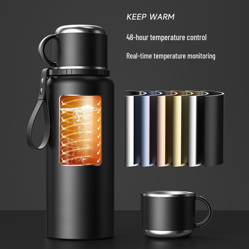 Мужская термокружка из нержавеющей стали 316 большой вместимости для путешествий на открытом воздухе с разделением чая и воды, с логотипом на заказ