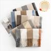 British Style Scarf Women's Winter Atmosphere Imitation Cashmere Tassel Shawl Warm Scarf