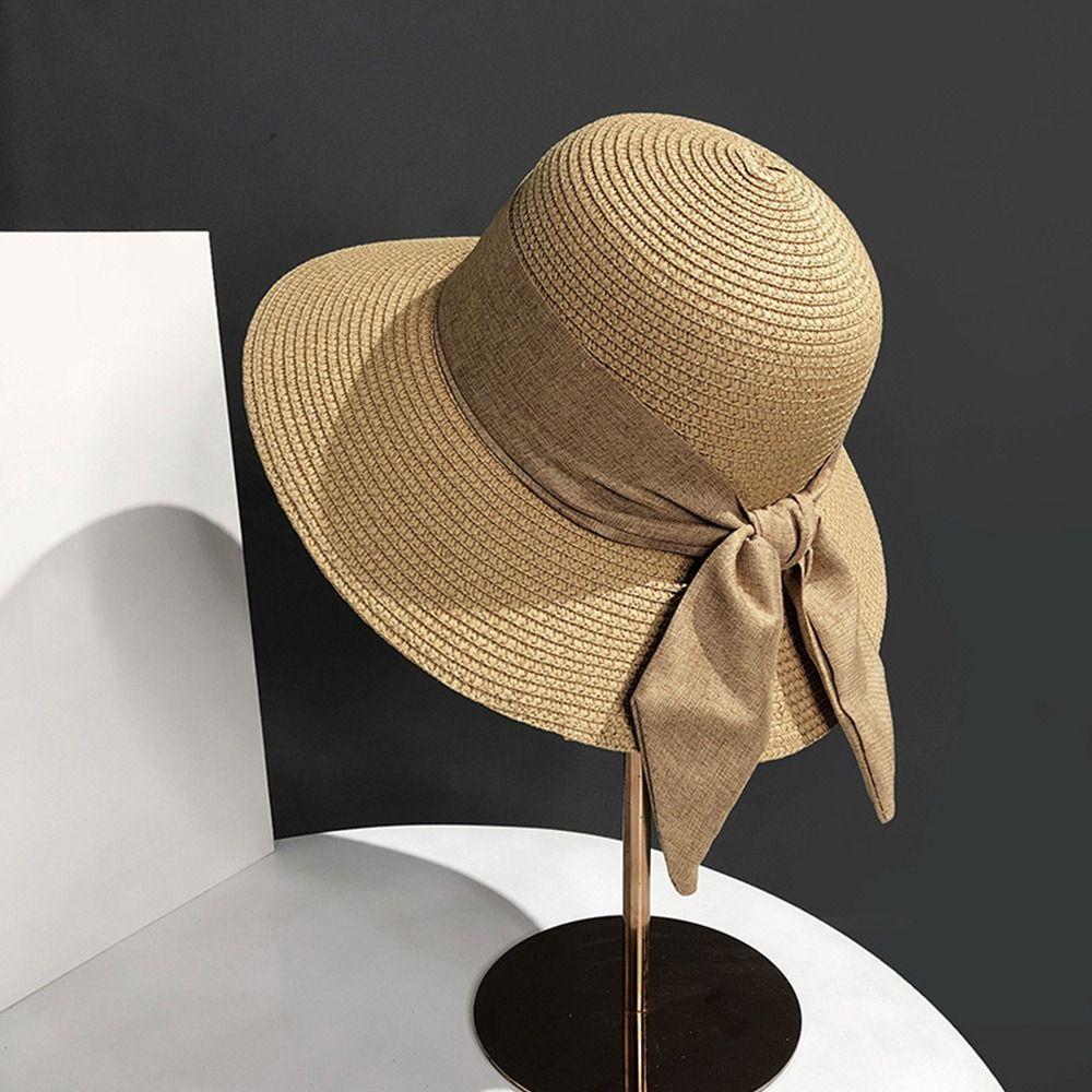 Fashion Sun Protection Summer Sun Hat Bowknot Breathable Beach Cap Casual Travel Bucket Hat for Women