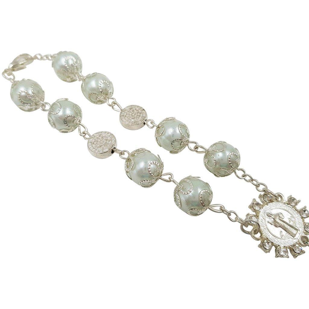 TALISMAN4U One Decade Auto Rosary Beads Католический браслет Святой Бенедикт Крест Божественное Милосердие 7 камней Подарок, дюймы,