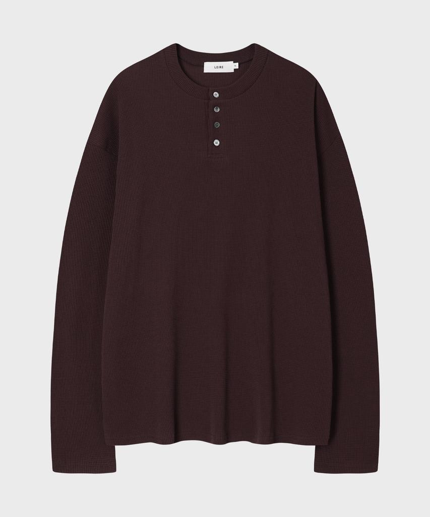 Вафельная футболка-henley с длинным рукавом LEIRE [Бордовый]