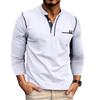 Мужские рубашки на пуговицах с длинными рукавами Хлопковые пуловеры Трикотажные футболки соответствующего цвета Пуговицы Круглый вырез Топы с нагрудными карманами Стильная повседневная мужская одежда