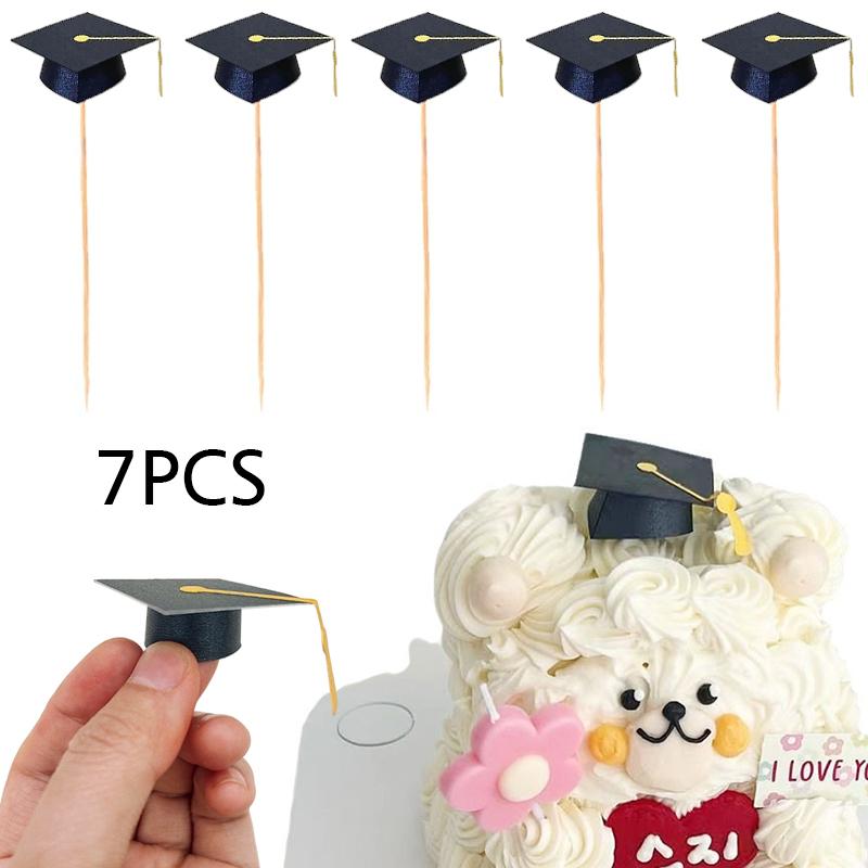 7 шт. Шляпа Зубочистка Декор для торта Украшения для торта Украшения Принадлежности для украшения торта Вставка для шляпы Выпускной сезон 5x10 см