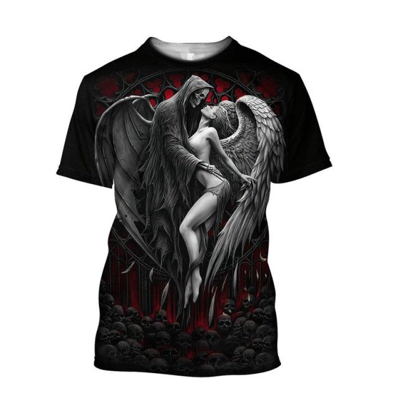 Devil Pattern 3d Print T-shirt Summer Short Sleeve Streetswear Fashion O Neck Men's T-shirts
