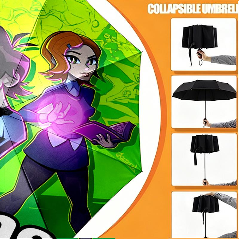 Custom Name Personalized Ben 10 Cartoon Print Umbrella, Auto Open Close, 8‑Rib Sturdy Frame, Commute Camping Hiking Use, Birthday Gift