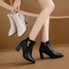 Winter Women's Round Toe Fashion Boots Chunky Heel Short Cotton Boots Side Zipper High Heel Single Women's Ankle Boots