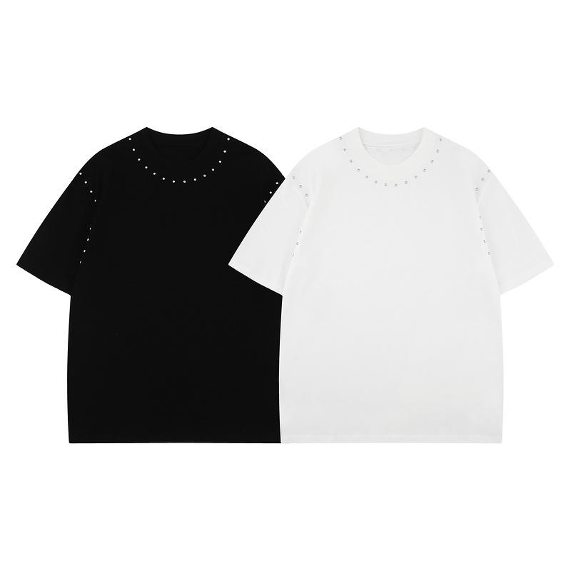 European & American Street Style Rivet Design Unisex Oversized T-Shirt