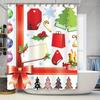 TU Festive Holiday Shower Curtain Christmas Trees Reindeer Snowflakes Winter Pattern Waterproof Fabric Decor Bathroom Set