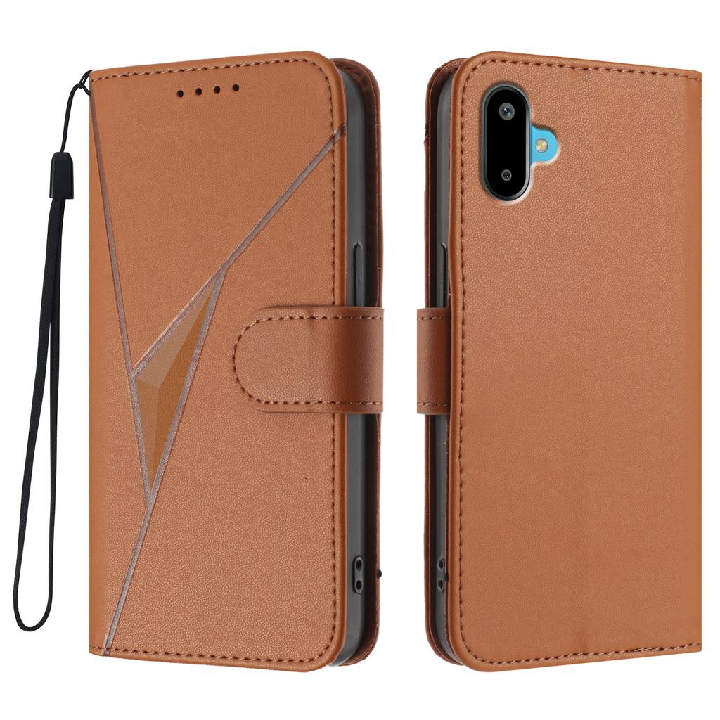 For Samsung Galaxy M16 5G/Galaxy F16 5G Case Triangle Imprint Leather Phone Cover with Lanyard