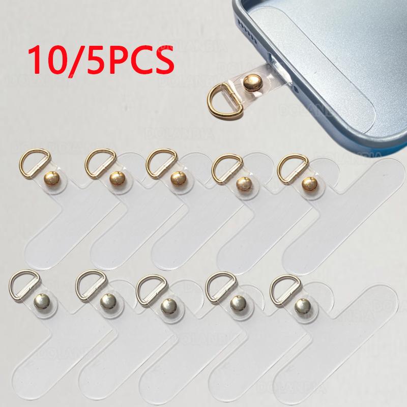 10/5PCS Universal Clear Mobile Phone Lanyard Clip Gasket Flexible Tether Tabs Cellphone Anti-loss Hanging Strap Patch Cord