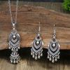 GemChic Women's New Classical Ethnic Alloy Hollow Bell Tassel Pendant Necklace Earrings Two Piece Set Birthday Christmas Jewelry Gift