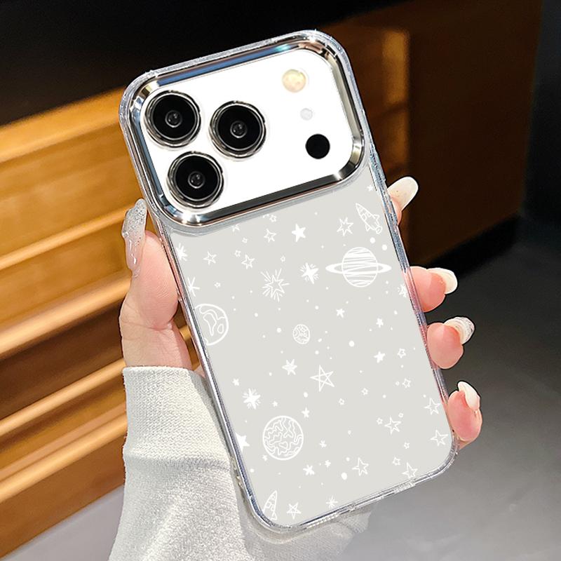Современный чехол с узором из разноцветных звезд для iPhone 17 Pro Max Позолоченная рамка для камеры Прозрачный мягкий чехол для iPhone 16 15 14 13 Pro Max 11 16E 17E