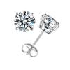 New S925 Sterling Silver Setting Round Faceted Cut Moissanite Diamond Women Ear Stud Earring Pair Fine Jewelry for Women Men