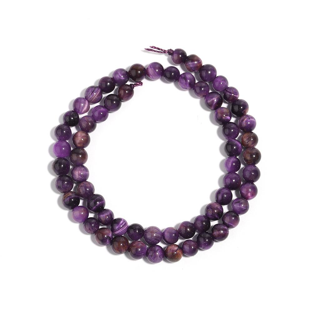 Фиолетовые бусины с изображением тигрового глаза, 15,5 дюймов/нить, свободные бусины для изготовления ювелирных браслетов, 6, 8, 10 мм, аксессуары для самостоятельного изготовления