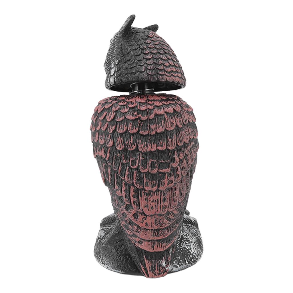 Owl Decoy Plastic Striped Small Shakeable Waterproof Vivid Shape Fake Owl Scarecrows for Courtyards
