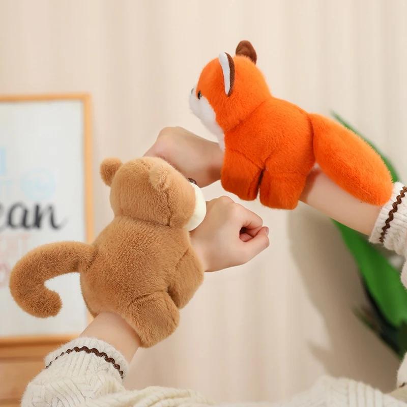 Творческие мягкие игрушки енот лиса хаски кошка обезьяна папа круг игрушка обернутая вокруг руки кукла игрушки для детей подарок на день рождения