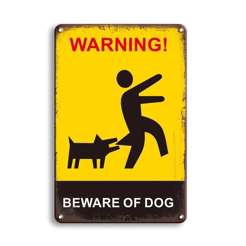 Warning Danger Poster Metal Decor Beware Of The Dog Cat Vintage Tin Sign No Trespassing Farmhouse Wall Decor Family Doorplate