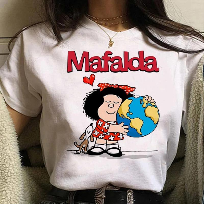 Мафальда Японское Аниме Белые Модные Женские Футболки Харадзюку Кавайная Одежда С Коротким Рукавом Летние Футболки Повседневные Женские Топы С Круглым Вырезом