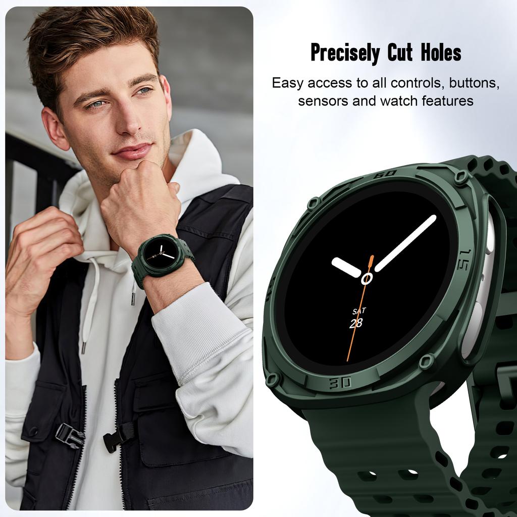 PC scale+case For Samsung galaxy watch 8 44mm 40mm Accessories Hollow Protective Bumper shell For Samsung galaxy watch 8 cover