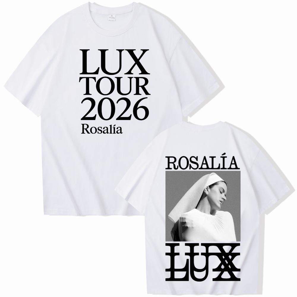 ROSALIA LUX тур Футболка 2026 ROSAIA Такая же, как на официальном сайте Высококачественная футболка Оверсайз Хлопок Харадзюку Круглый вырез ФУТБОЛКИ