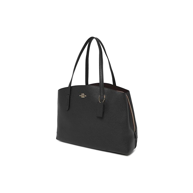 Coach Чарли 40 Двухслойная Большая Вместимость Кожаный Чехол Сумка Женские Сумки Черный 78220-GDBLK