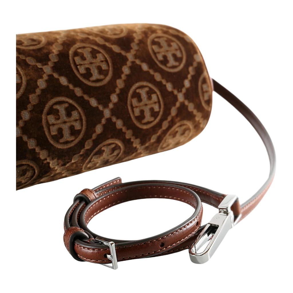 Tory Burch T Monogram All Over Print Velvet Cylinder Bag Women Shoulder Bag Sunshine-Beige 178280-231