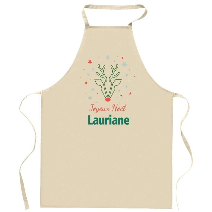 Tablier de cuisine - Lauriane Cerf - Motif Joyeux Noël - Coton résistant - Impression France