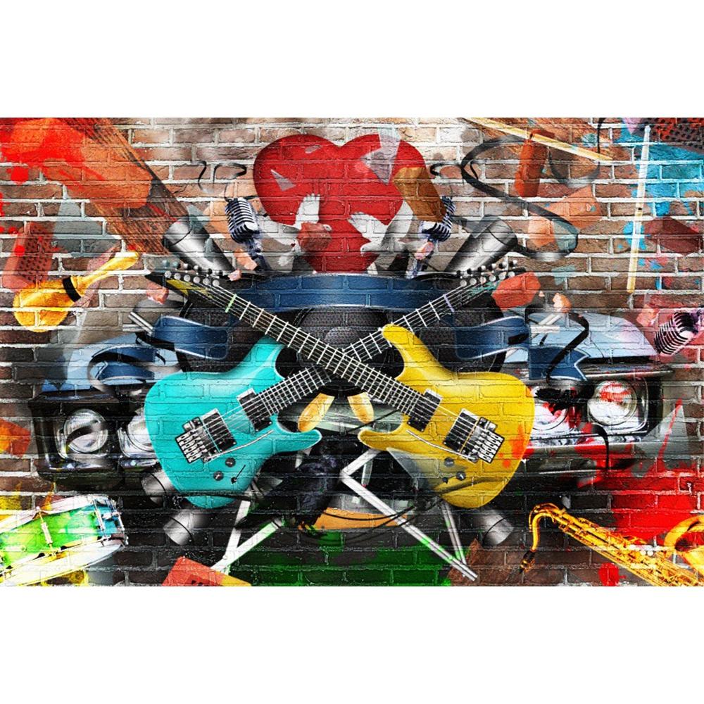 Retro 80s 90s hip hop street art graffiti brick wall birthday party background photo studio decoration room poster photo studio284