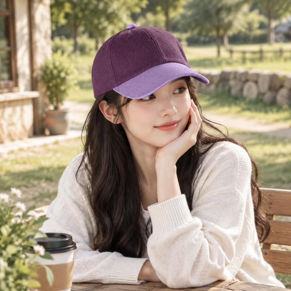Corduroy Flat-brim Cap Color Matching Sun Cap Retro Baseball Cap Men Women