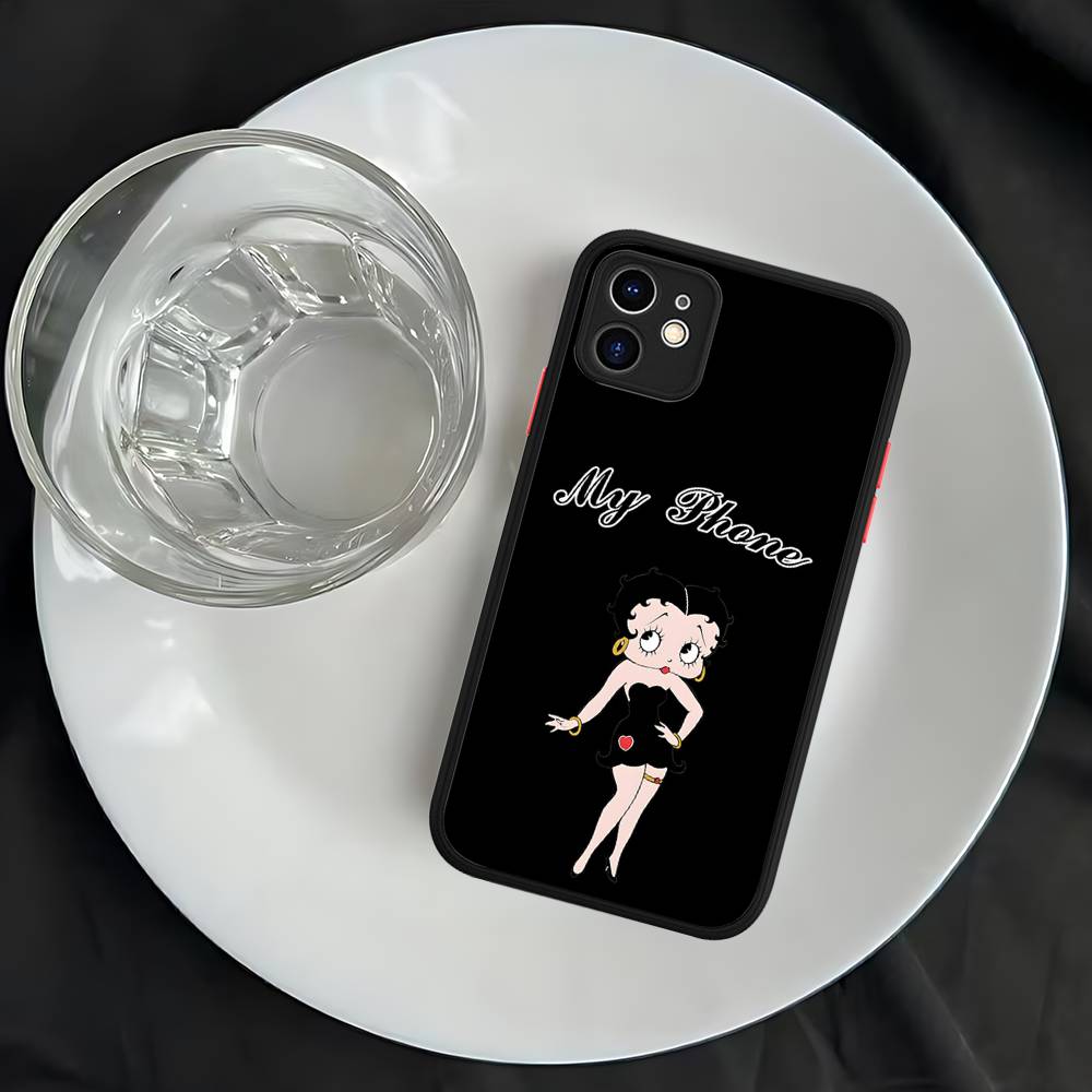 Чехол для телефона B-Bettys Boops для iPhone 16 15 14 Plus 15 13 12 11 Pro Max X XS MAX Матовый чехол
