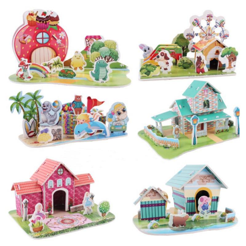 Children 3D Small Two-piece Jigsaw Three-dimensional Puzzle Diy Handmade Model Assembling Toy