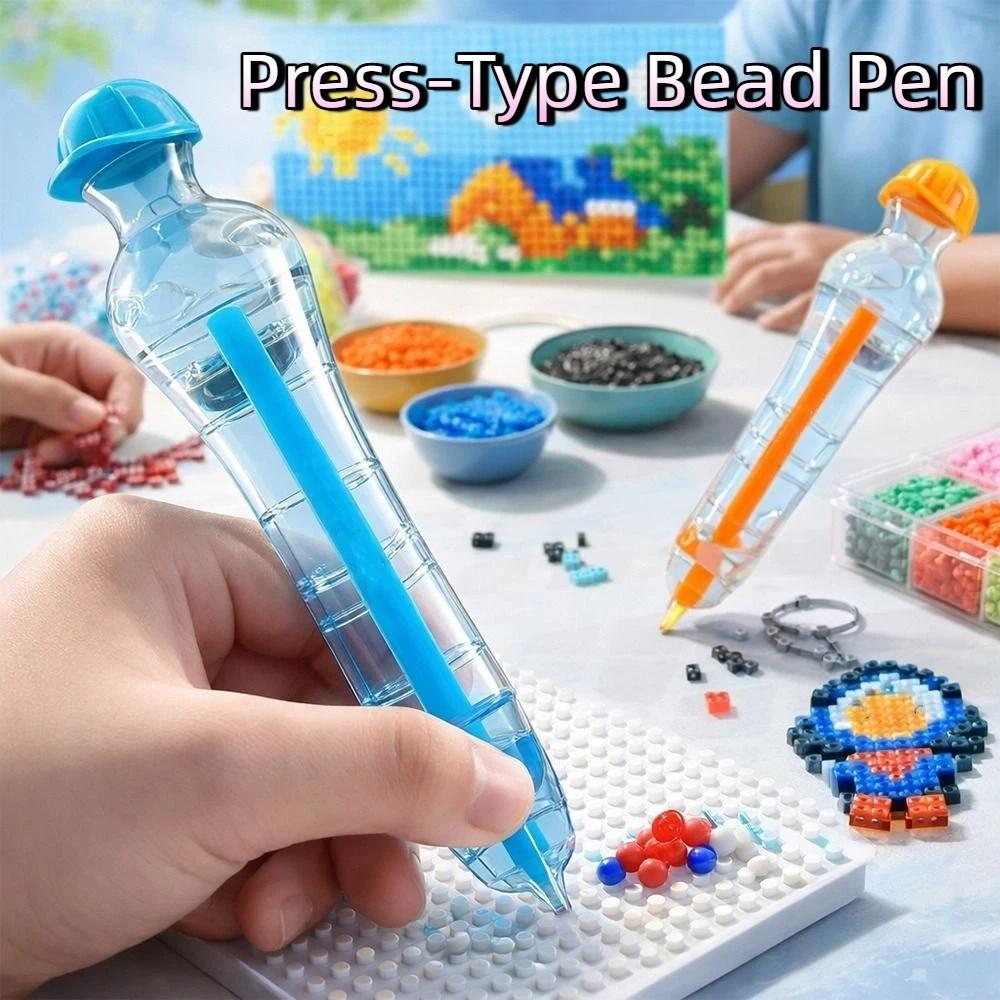 2.6mm Tip Automatic Bead Pen Transparent Pixel Puzzle Press-Type Bead Pen Handmade Anti-slip Bead Positioning Pen
