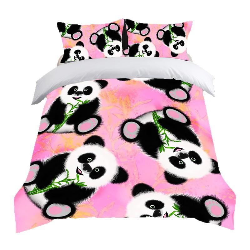 Cartoon Panda Three-Piece 3D Digital Printing Student Dormitory Quilt Cover Manufacturer