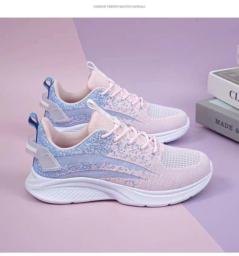Легкие женские кроссовки Fly-knit для бега — дышащие, модные, идеально подходят для весны и осени, отлично подойдут для учениц средней школы и путешествий.