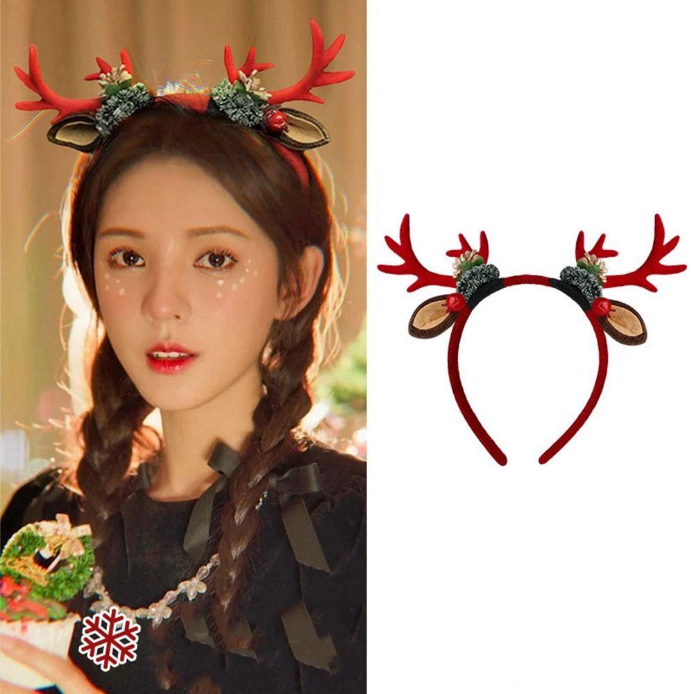 Повязка на голову с рогами эльфа, рождественское украшение, повязка для волос с рогом оленя, забавная рождественская повязка на голову для детей