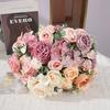 7 Heads Artificial Flowers Silk Peony Rose Hydrangea Bouquet Home Decorations Party Wedding Bride Fake Plants