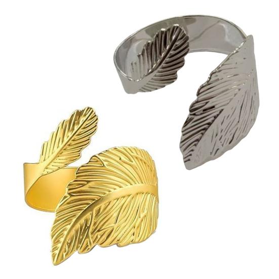 Кольца для салфеток в виде листьев, многоразовые металлические держатели для салфеток, винтажные кольца для салфеток в форме листьев для праздничной вечеринки, свадьбы, формального или повседневного декора обеденного стола
