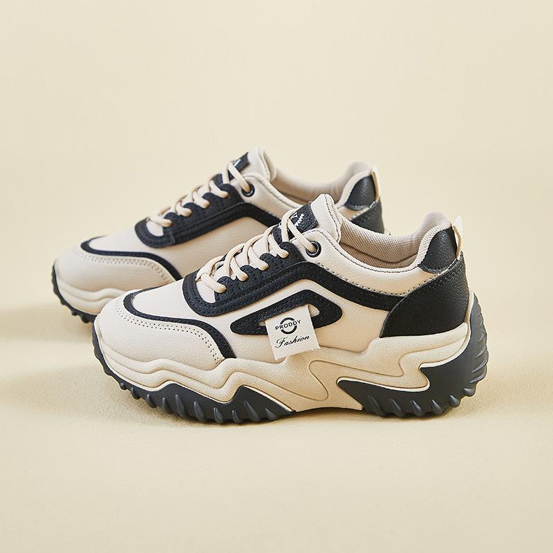 Женские повседневные туфли для папы, кроссовки на толстой платформе, удобные кроссовки для ходьбы со шнуровкой, нескользящие теннисные кроссовки, дышащие спортивные кроссовки для женщин